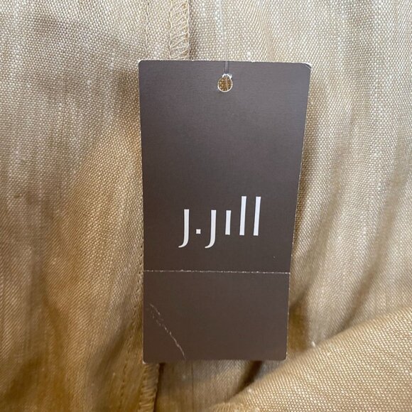 NWT J.Jill Women's Linen Stretch Pants Small Beige Straight Elastic Waist Casual - Picture 10 of 12